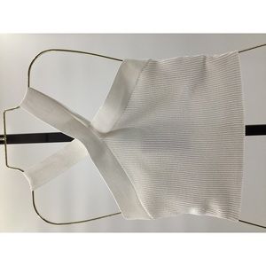 Quince Women's Cropped Halter Ribbed Knit Tank White S NEW